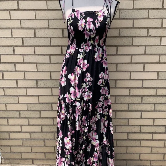 Free People Black Garden Party Floral Maxi Dress NWOT - Picture 8 of 15